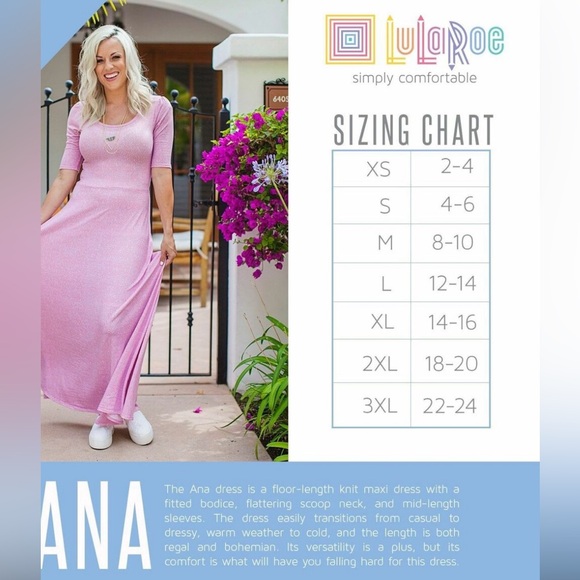 NWT Lularoe Ana XS print on black - Picture 6 of 7